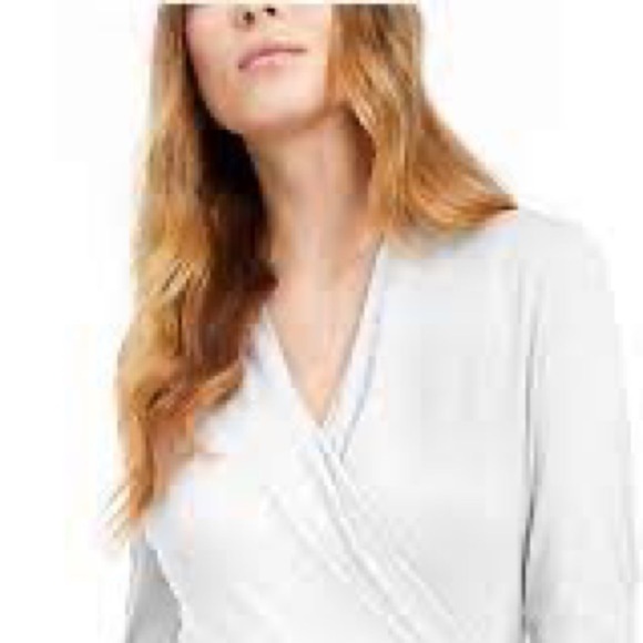 INC International Concepts Tops - NWT INC White Faux Wrap Long Sleeve Medium Top